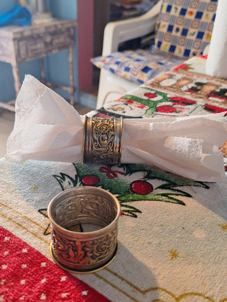 2 Antiguos Anillos Para Servilletas, Bronce Platinado 0