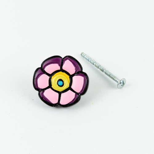 Tirador Boton Infantil Flor Rosa 0