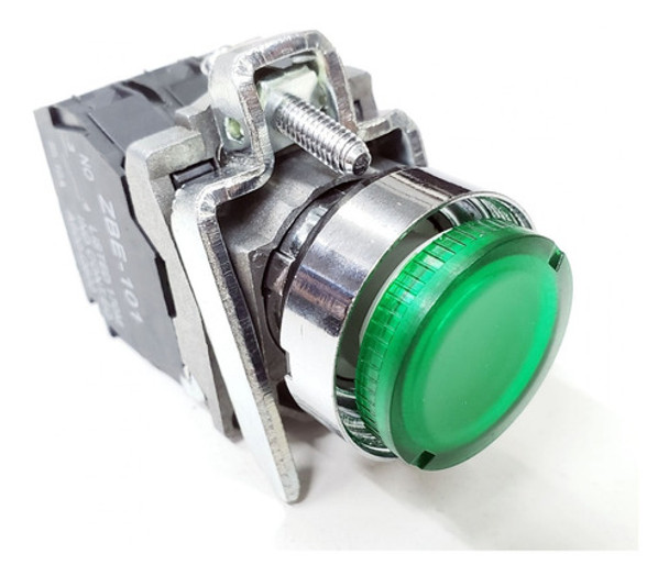 Botón Rasante Verde Iluminado Momentáneo 1no + 1nc (ac220v) 0