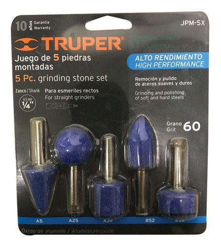Juego Piedras Montadas Alto Rendimiento Eje 1/4   Truper 0