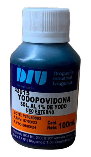 Iodopovidona Sol Al 1% 100cc - Diu 0