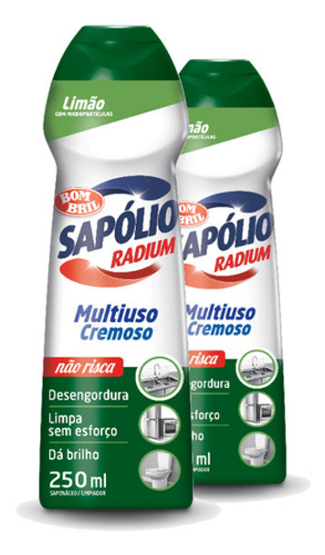 Kit 2 Sapólio Radium Cremoso Limão Desengordurante 250ml 0 Kit 2 Sapólio Radium Cremoso Limão Desengordurante 250ml 0