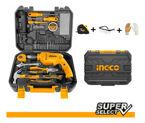 Set Ingco Taladro 680w + Herramientas Super Select + Valija 0