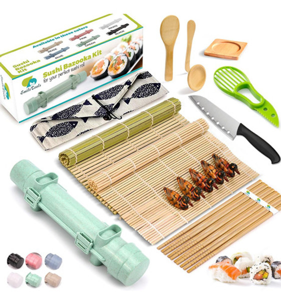Kit De Preparación De Sushi Con Rodillo, Mats De Bambú Y Cuc 0