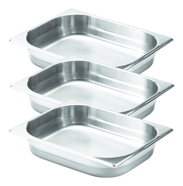 Kit 3cubas Gastronomicas Gn1/2x65mm Profundidade Em Aço Inox 0