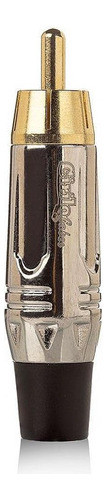 Plug Conector Rca Linha Ponta Gold 6mm - Prata 0