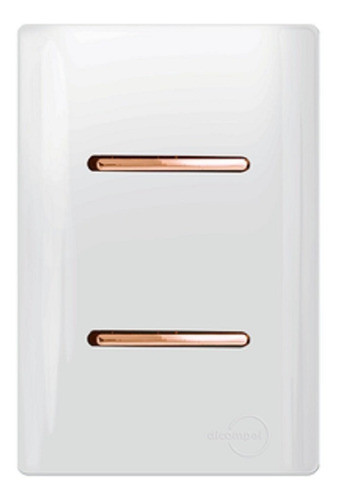 Interruptor Duplo Simples Horizontal Branco Com Rose Gold 0