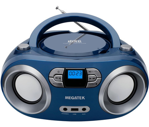Reprodutor Megatek, Bluetooth, Cd, Fm, Azul 0
