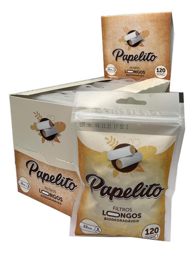 Caixa De Filtro Para Cigarro Papelito Biodegradável Longo 0