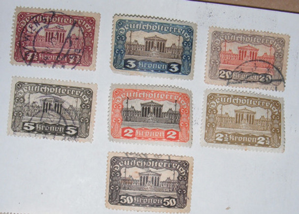 7 Selos Antigos Austria   -  1919 0
