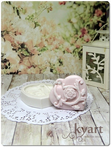 Molde Silicone Pingente Coração Arabesco Provence 0