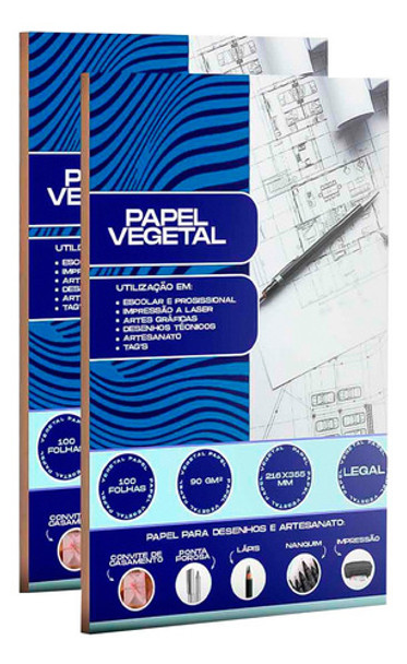 Papel Vegetal 90-95 G/m²  Formato Legal / Ofício 200 Folhas 0