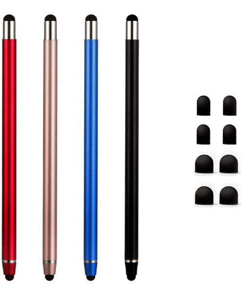 4 Lapices Opticos 4 Colores Doble Punta + 8 Puntas De Goma 0