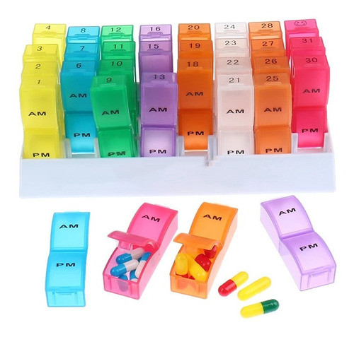 Caixa De Armazenamento De Organizador De Comprimidos Mensal 0