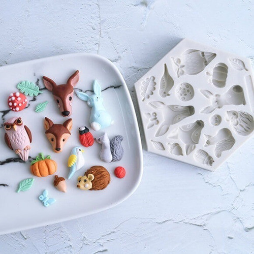 Molde De Silicone Animais Do Bosque 3d Para Decorar 0