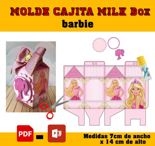 Kit Imprimible Molde Milk Box Barbie 0