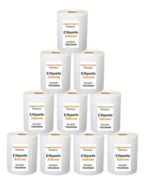 Kit Etiqueta Adesiva Couchê Impressora Térmica 100x50mm 10un 0