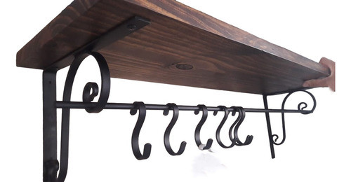 Repisa 80cm Estante Rustico De Cocina Ganchera De Hierro 0