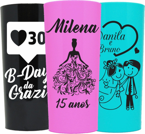 100 Copos Long Drink 320ml Personalizados Acrilico Frent/ver 0