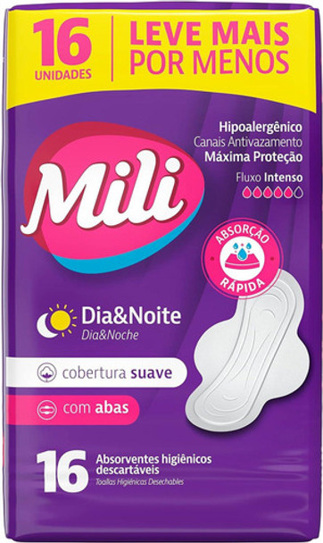 Kit C/ 4 Mili Absorvente Dia E Noite Suave C/abas  16 0