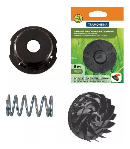 Kit Carrete 1,8mm+ Tapa + Portacarrete + Resorte Bordeadora 0