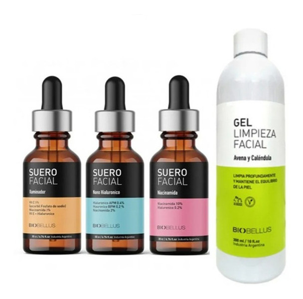 Kit Biobellus 3 Sueros Serum + Gel De Limpieza Facial 0