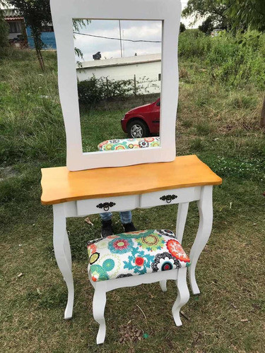 Dressoire Luis Xv En Madera Con Banqueta Y Espejo 0