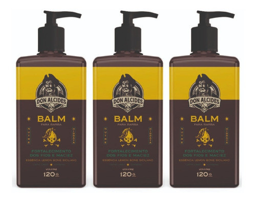 Kit 3x Balm Hidratante Para Barba - Lemon Bone - Don Alcides 0