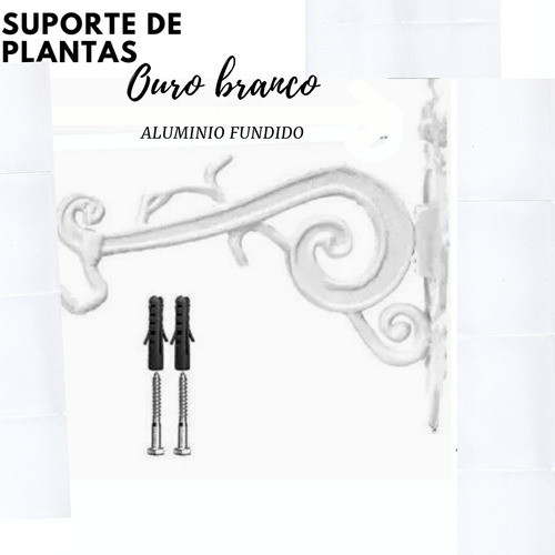 Suporte Pendurar Vaso Plantas Flores Aluminio Fundido Branco 0