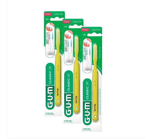 Gum Combo X3 Classic 311 Cepillo De Dientes Suave 3 Hileras 0