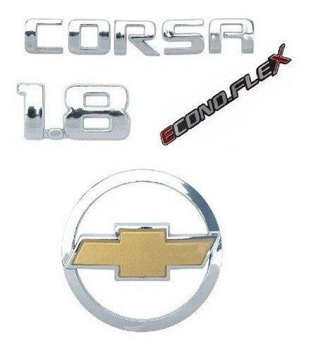 Kit Emblemas Chevrolet Corsa Hatch 1.8 Econoflex Vermelho 0