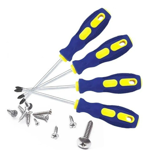 Pack X5 Destornillador 25,5cm Punta Plana Imantado 0