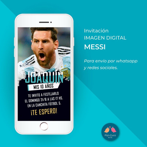 Invitación Virtual Imagen Digital - Messi - Fútbol 0