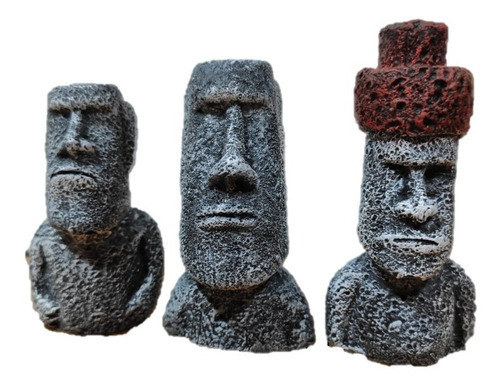 Kit 3 Moais Miniatura Resina Enfeite Terrário Mini Jardim 0