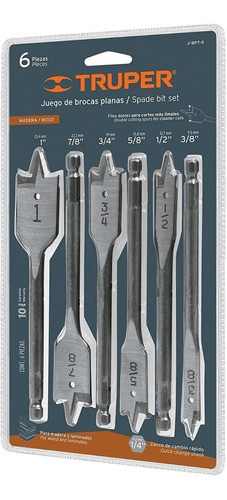 Juego De Mechas Paleta Chatas 3 Puntas 3/8 A 1'' Truper 0