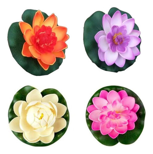 Uquabeso Flor Loto Artificial Flotante Espuma Con Lirio 4) 0