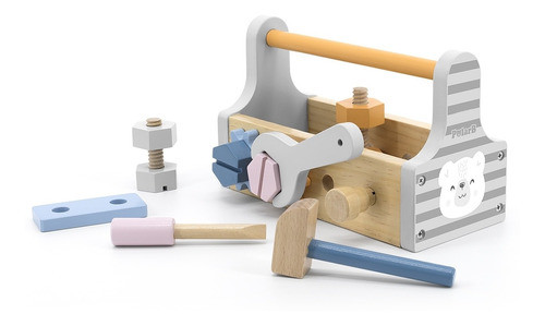 Juego De Herramientas Infantil Niños En Madera Color Pastel 0