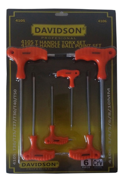 Juego Llaves Torx Mango T 6pzas Cromo Vanadium Eurotech 0