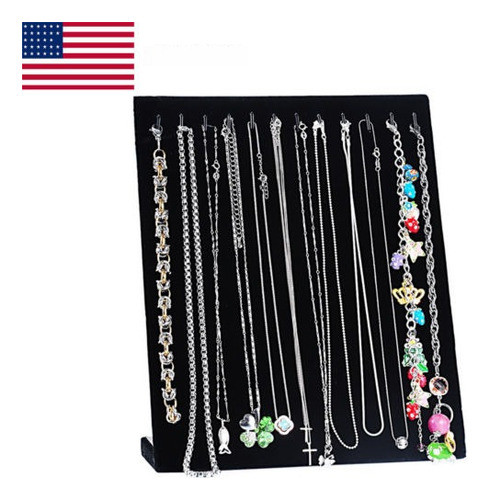 Terciopelo Negro Collar Cadena Joyería Pantalla Soporte Sopo 0