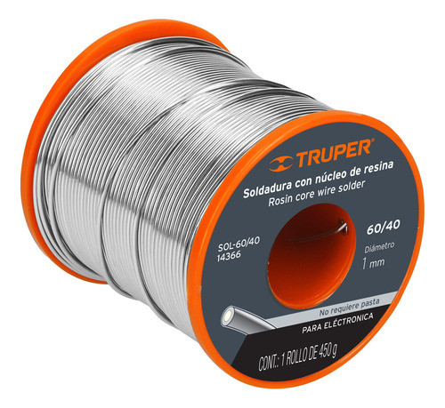 Soldadura Estaño Núcleo Resina 60/40 Para Electrónica Truper 0