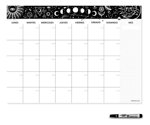 Pizarra Planner Mensual Magnético Astral - Incl. Marcador 0
