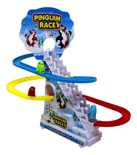 Brinquedo Montanha Russa Corrida De Pinguim Escorregam Pista 0