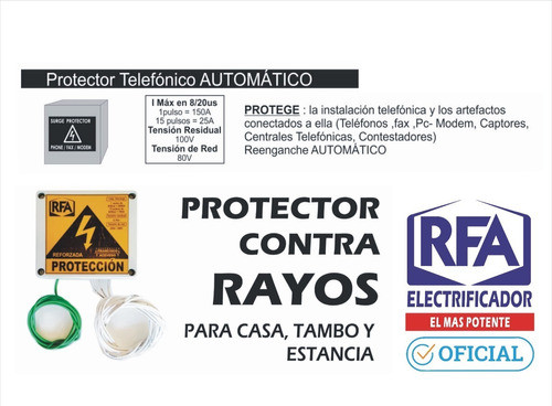 Protector Contra Rayos - Telefonico - Rfa Directo 0