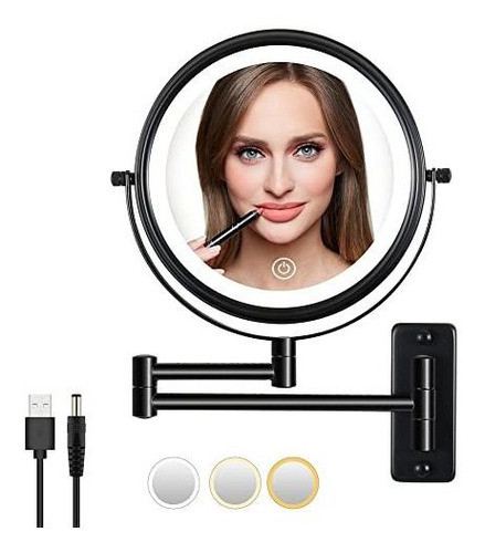 Espejo De Aumento Iluminado Montado En La Pared 10x Espejo D 0