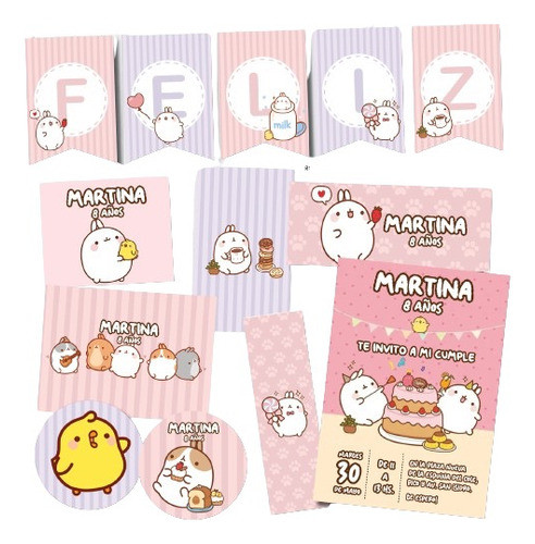 Kit Imprimible Personalizado Molang Candy Deco Invitacion 0