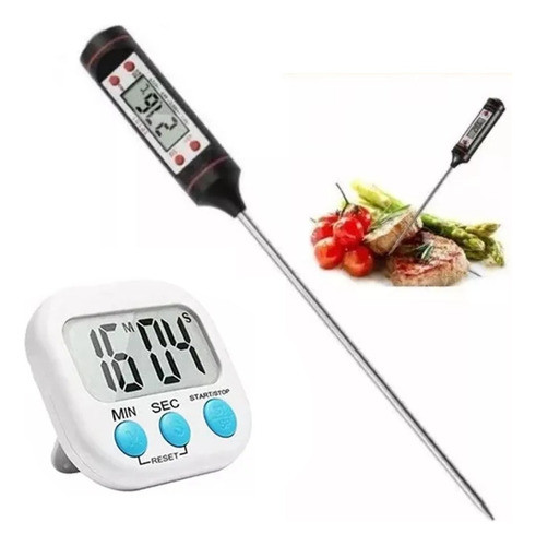 Termometro Digital Cocina Reposteria + Reloj Temporizador Dt 0