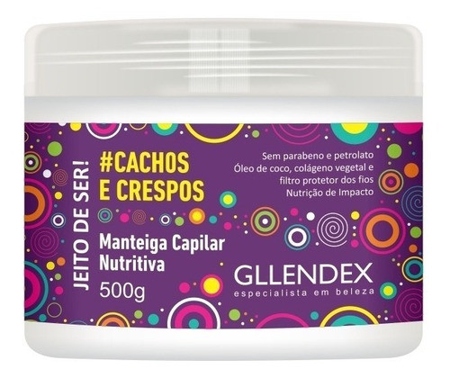 Manteca Capilar Nutritiva Cachos E Crespos  Gllendex 500grs. 0