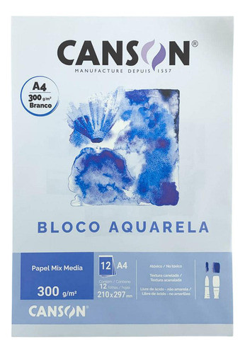 Bloco Desenho Aquarela A4 12 Folhas Canson 300g 0