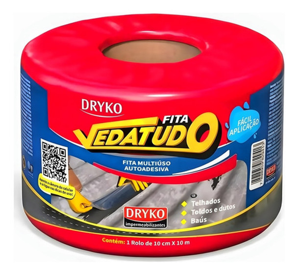 Fita Asfaltica Veda Tudo Dryko 10cm X 10cm Aluminio 0