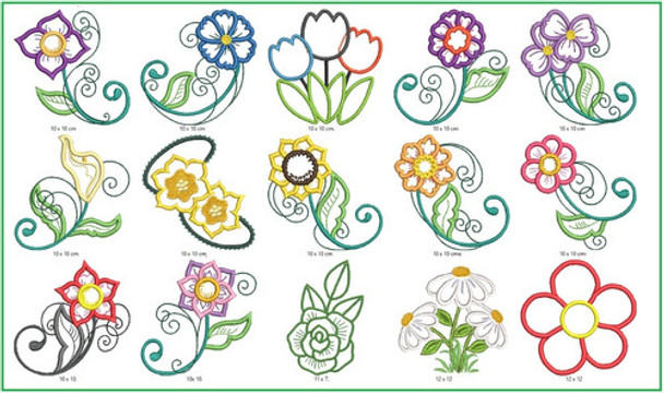 96 Matrices P/ Maquinas De Bordar Apliques De Flores 0